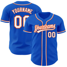 Laden Sie das Bild in den Galerie-Viewer, Custom Thunder Blue White-Orange Authentic Baseball Jersey
