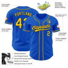 Laden Sie das Bild in den Galerie-Viewer, Custom Thunder Blue Yellow-Black Authentic Baseball Jersey
