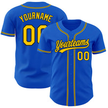 Laden Sie das Bild in den Galerie-Viewer, Custom Thunder Blue Yellow-Black Authentic Baseball Jersey
