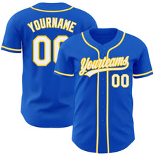 Load image into Gallery viewer, Custom Thunder Blue White-Yellow Authentic Baseball Jersey

