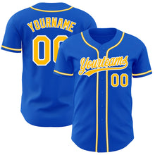 Laden Sie das Bild in den Galerie-Viewer, Custom Thunder Blue Gold-White Authentic Baseball Jersey
