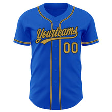 Laden Sie das Bild in den Galerie-Viewer, Custom Thunder Blue Old Gold-Black Authentic Baseball Jersey

