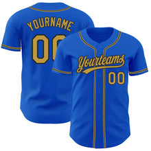 Laden Sie das Bild in den Galerie-Viewer, Custom Thunder Blue Old Gold-Black Authentic Baseball Jersey
