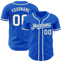 Laden Sie das Bild in den Galerie-Viewer, Custom Thunder Blue Cream Authentic Baseball Jersey
