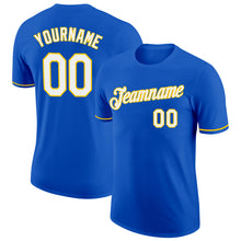 Load image into Gallery viewer, Custom Thunder Blue White-Yellow Performance T-Shirt
