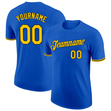 Custom Thunder Blue Yellow-Black Performance T-Shirt