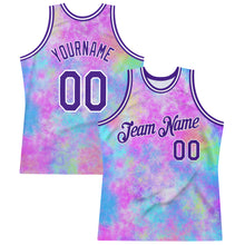 Laden Sie das Bild in den Galerie-Viewer, Custom Tie Dye Purple-White 3D Watercolor Gradient Authentic Basketball Jersey
