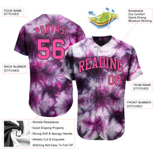Laden Sie das Bild in den Galerie-Viewer, Custom Tie Dye Pink-Black 3D Authentic Baseball Jersey

