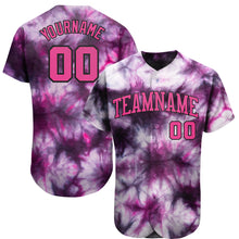 Laden Sie das Bild in den Galerie-Viewer, Custom Tie Dye Pink-Black 3D Authentic Baseball Jersey
