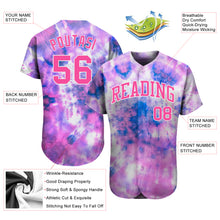 Laden Sie das Bild in den Galerie-Viewer, Custom Tie Dye Pink-White 3D Authentic Baseball Jersey
