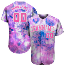 Laden Sie das Bild in den Galerie-Viewer, Custom Tie Dye Pink-White 3D Authentic Baseball Jersey
