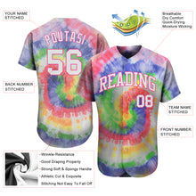 Laden Sie das Bild in den Galerie-Viewer, Custom Tie Dye White-Pink 3D Authentic Baseball Jersey
