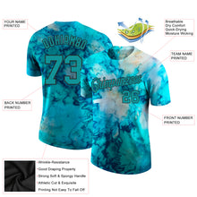 Laden Sie das Bild in den Galerie-Viewer, Custom Tie Dye Aqua-Black 3D Performance T-Shirt
