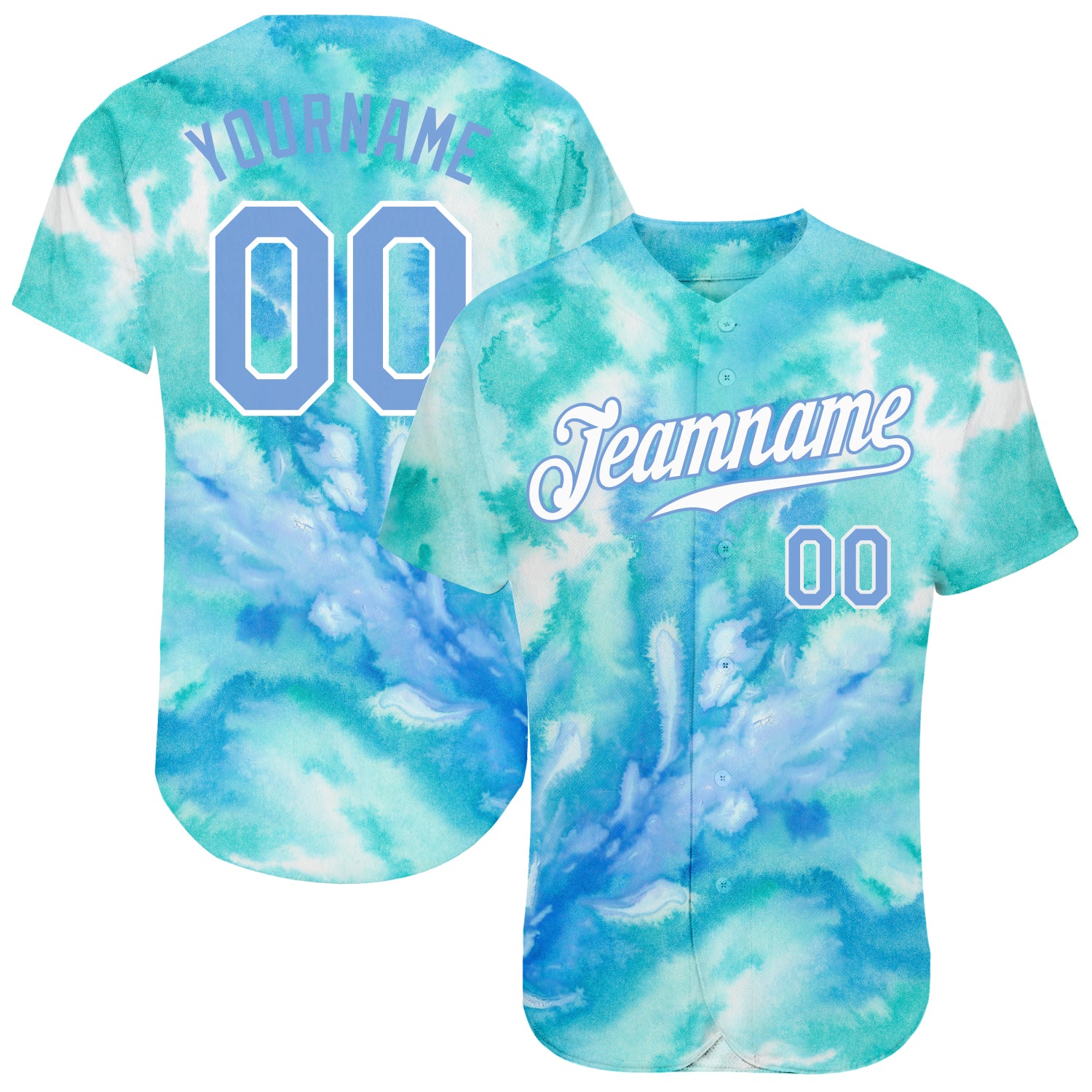 Cheap Custom Tie Dye Light Blue-White 3D Authentic Baseball Jersey Free  Shipping – CustomJerseysPro