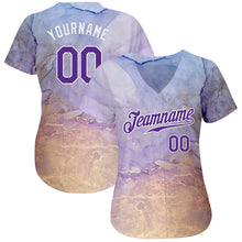 Laden Sie das Bild in den Galerie-Viewer, Custom Tie Dye Purple-White 3D Authentic Baseball Jersey
