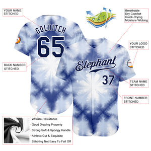 Custom Tie Dye Navy-White 3D Shibori Authentic Baseball Jersey