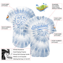 Laden Sie das Bild in den Galerie-Viewer, Custom Tie Dye White-Light Blue 3D Watercolor Authentic Baseball Jersey
