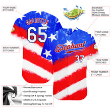 Laden Sie das Bild in den Galerie-Viewer, Custom Tie Dye White-Royal 3D American Flag Authentic Baseball Jersey

