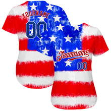 Laden Sie das Bild in den Galerie-Viewer, Custom Tie Dye Royal-Red 3D American Flag Authentic Baseball Jersey
