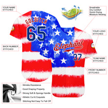 Laden Sie das Bild in den Galerie-Viewer, Custom Tie Dye Royal-Red 3D American Flag Authentic Baseball Jersey
