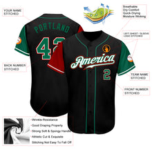 Load image into Gallery viewer, Custom Black Kelly Green-Red Authentic Two Tone Baseball Jersey
