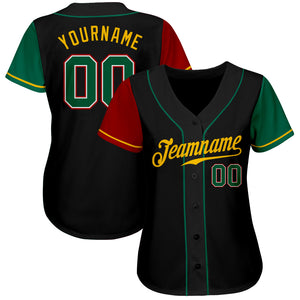 Custom Black Kelly Green-Gold Authentic Two Tone Baseball Jersey