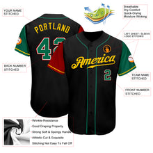 Load image into Gallery viewer, Custom Black Kelly Green-Gold Authentic Two Tone Baseball Jersey
