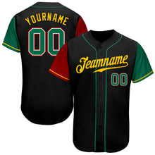 Load image into Gallery viewer, Custom Black Kelly Green-Gold Authentic Two Tone Baseball Jersey
