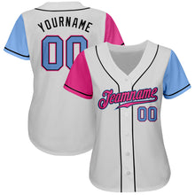 Laden Sie das Bild in den Galerie-Viewer, Custom White Light Blue Pink-Black Authentic Two Tone Baseball Jersey
