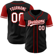 Laden Sie das Bild in den Galerie-Viewer, Custom Black White-Red Authentic Two Tone Baseball Jersey
