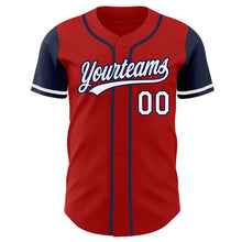 Laden Sie das Bild in den Galerie-Viewer, Custom Red White-Navy Authentic Two Tone Baseball Jersey
