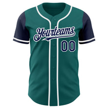 Load image into Gallery viewer, Custom Teal Navy-White Authentic Two Tone Baseball Jersey

