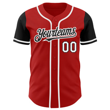 Custom Red White-Black Authentic Two Tone Baseball Jersey