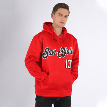 Custom Stitched Red Black-White Sports Pullover Sweatshirt Hoodie