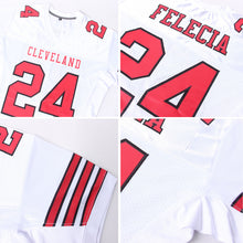 Load image into Gallery viewer, Custom White Red-Black Mesh Authentic Football Jersey
