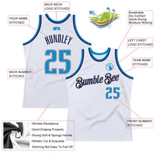 Load image into Gallery viewer, Custom White Blue-Navy Authentic Throwback Basketball Jersey
