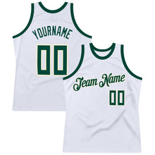 Load image into Gallery viewer, Custom White Hunter Green-Cream Authentic Throwback Basketball Jersey
