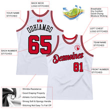 Load image into Gallery viewer, Custom White Red-Black Authentic Throwback Basketball Jersey
