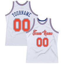 Load image into Gallery viewer, Custom White Orange-Royal Authentic Throwback Basketball Jersey
