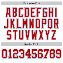 Load image into Gallery viewer, Custom White Red-Light Blue Authentic Baseball Jersey
