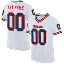 Laden Sie das Bild in den Galerie-Viewer, Custom White Navy-Red Mesh Authentic Throwback Football Jersey
