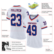 Laden Sie das Bild in den Galerie-Viewer, Custom White Royal-Orange Mesh Authentic Throwback Football Jersey
