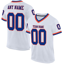 Laden Sie das Bild in den Galerie-Viewer, Custom White Royal-Orange Mesh Authentic Throwback Football Jersey
