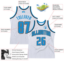 Load image into Gallery viewer, Custom White Black Pinstripe Blue-Gray Authentic Basketball Jersey
