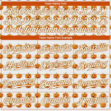Загрузить изображение в средство просмотра галереи, Custom White White-Texas Orange 3D Pattern Design Halloween Pumpkins Funny Faces Authentic Baseball Jersey
