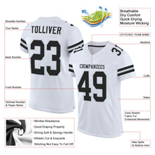 Load image into Gallery viewer, Custom White Black-Silver Mesh Authentic Football Jersey
