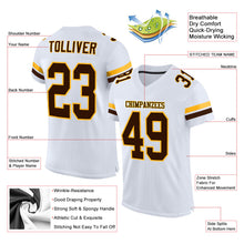Load image into Gallery viewer, Custom White Brown-Gold Mesh Authentic Football Jersey
