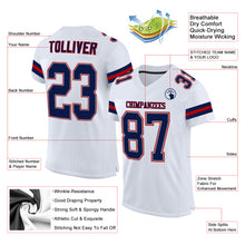 Load image into Gallery viewer, Custom White Navy-Red Mesh Authentic Football Jersey
