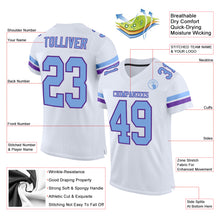 Load image into Gallery viewer, Custom White Light Blue-Purple Mesh Authentic Football Jersey

