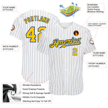 Laden Sie das Bild in den Galerie-Viewer, Custom White Royal Pinstripe Gold-Royal Authentic Baseball Jersey
